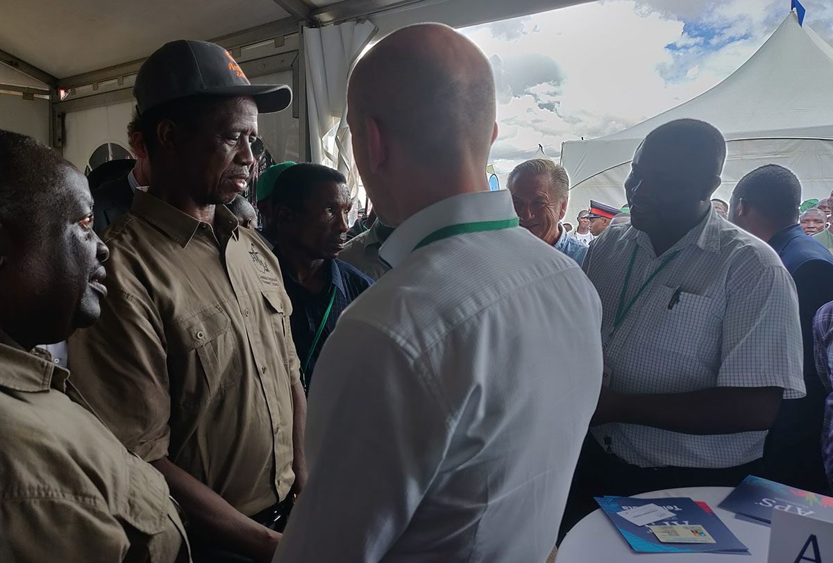 H.E. President of Zambia Edgar Lungu visited the Agritech Fair and Nordic Pavilion. SME Aisle company presenting their products to the president.